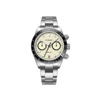 Luxuriöse Herren-Businessuhr mit Chronograph, Quarzwerk, Wasserdicht, Edelstahl 20mm Armband, Leder-/Silikonband