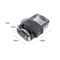 Flash Drive Mini Portabel OTG USB 3.0 128GB untuk Ponsel, Bahan Plastik dengan Garansi 3 Tahun