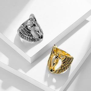 Wings Shape <b>Titanium</b> Steel <b>Ring</b> Unisex Fashion Jewelry Gift - Product Image 2