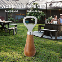 WELLFLYER Ouvre-bouteille de bière en métal de style moderne personnalisé avec manche en bois de BEOP-303 vente chaude