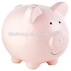 Vente chaude Cadeaux faits à la main de haute qualité Peinture d'<span class=keywords><strong>animaux</strong></span> de dessin animé Pièces de monnaie Banque en céramique Souvenir <span class=keywords><strong>Tirelire</strong></span> rose - Product Image 4