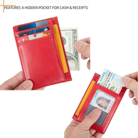Dompet saku depan Rfid lengan kartu kustom tempat kartu ramping minimalis pemegang paspor kredit kulit PU