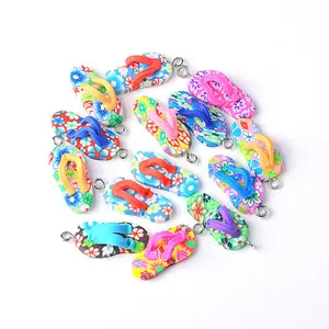 lovely flat back colored polymer clay flip flops slipper charms jewelry earring making accessories