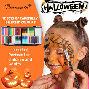 Conjunto de paleta de <span class=keywords><strong>pintura</strong></span> facial para <span class=keywords><strong>Halloween</strong></span>, 12 colores, maquillaje de <span class=keywords><strong>cara</strong></span> y cuerpo arcoíris, nuevo - Product Image 5