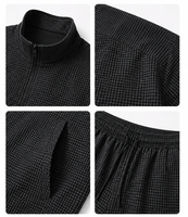 Ensemble de survêtement micro-à carreaux pour homme avec logo personnalisé, veste de survêtement texturée oversize et pantalon de jogging, ensemble streetwear deux pièces OEM