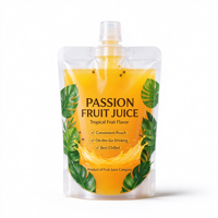 Pochette transparente à bec verseur pour jus de fruit de la passion avec bouchon à vis pour boissons froides et smoothies