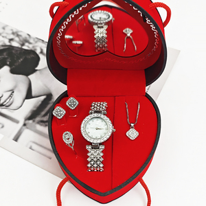 Reloj <span class=keywords><strong>de</strong></span> Pulsera Redondo <span class=keywords><strong>de</strong></span> Lujo para Mujer, Juego <span class=keywords><strong>de</strong></span> Joyería con Collar, Anillo y Aretes con Pedrería, <span class=keywords><strong>Regalo</strong></span> al por Mayor - Product Image 5