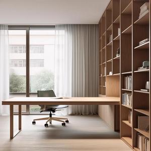 Bibliothèque sur mesure du sol au plafond, unité de bureau intégrée, armoire moderne et combinaison bureau-étude - Product Image 4