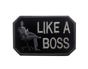 Sentado en la silla Solo "Like a <span class=keywords><strong>Boss</strong></span>" Parche bordado de patrón divertido para bolso Sombrero Chaquetas de hombro tácticas Parche de mochila - Product Image 2
