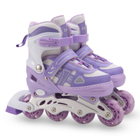 Patines en Línea Infantiles Ajustables de Una Sola Fila para Exteriores, con Luces Completas, Anticaída, Silenciosos, Profesionales, con Malla y Rodamientos ABEC-7 de PU