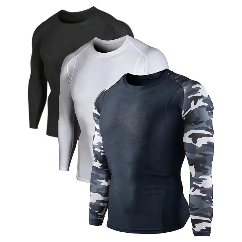 Chất Lượng Cao Mens Tattoo Tay Trống Rash Guard Thăng Hoa Nén Áo Sơ Mi