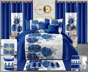 طقم أغطية سرير وستائر فاخر جديد بـ24 قطعة باللون البرتقالي، مقاس كينج - Product Image 4