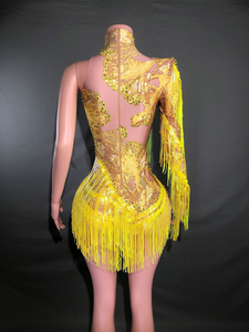 ชุดบอดี้<span class=keywords><strong>สูท</strong></span>แขนเดียวประดับเลื่อมแวววาวสำหรับนักร้องนักเต้นชุดเต้นบนเวทีชุดเต้นรำเซ็กซี่ - Product Image 5