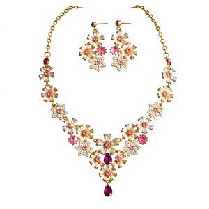 Juego de Joyería Romántica al por Mayor, Chapado en Oro de 18K, para Boda, Compromiso, Aniversario, Collar y Aretes para Novia, Regalo para Fiesta, <span class=keywords><strong>MoLin</strong></span> - Product Image 1