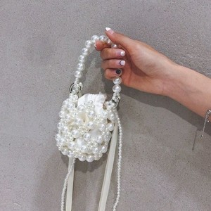 Tas Manik-Manik Buatan Tangan untuk Wanita, Tas Tangan Mini Mutiara Modis dengan Pegangan, Tas Wanita - Product Image 3