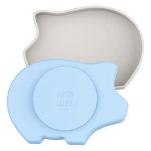 Assiette à dîner pour animaux de compagnie en silicone avec ventouse, 221 mm, anti-chute, bol pour chat et chien, plat d'alimentation à motif de dessin animé, bleu clair - Product Image 2