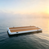 Plateforme flottante gonflable 3m*2m avec pont en teck, échelle et technologie Drop Stitch – Île aquatique portable pour yacht et lac