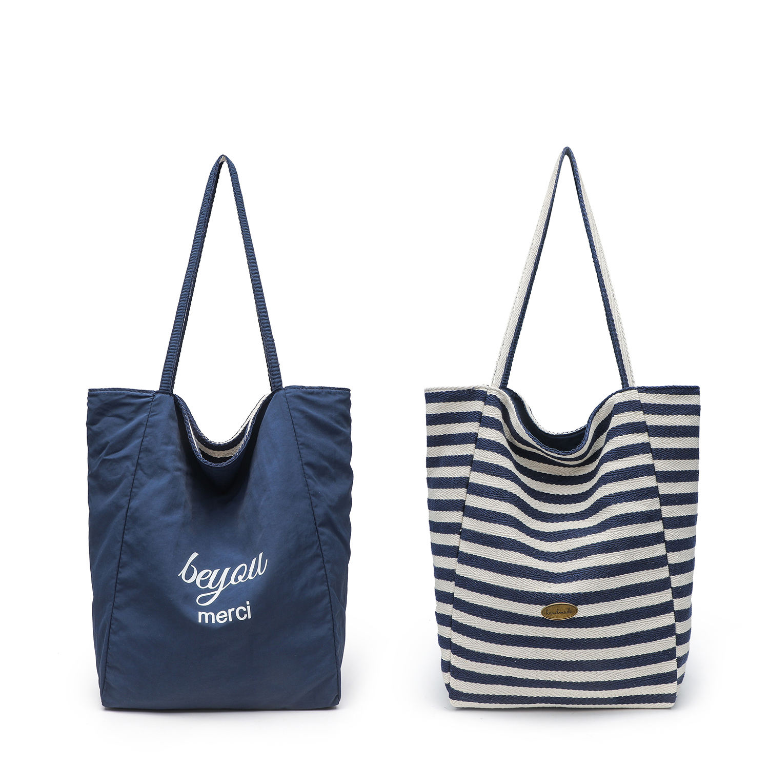 Dark blue striped double-sided bag