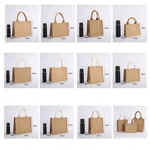 กระเป๋าผ้ากระสอบพิมพ์โลโก้ตามสั่ง กระเป๋าเป้สะพายหลังสำหรับช้อปปิ้ง ทำจากผ้ากระสอบธรรมชาติ พร้อมหูหิ้ว สำหรับใช้ในการส่งเสริมการขาย - Product Image 5