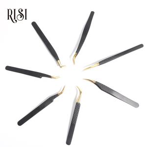 Pinset Bulu Mata RISI High Accuracy Fiber Tip 45 75 90 Derajat Bahan Stainless Steel Pinset Private Label untuk Ekstensi Bulu Mata - Product Image 2
