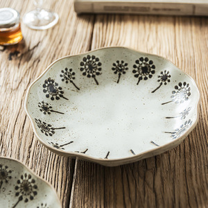 <span class=keywords><strong>Assiette</strong></span> creuse en céramique de style japonais avec bordure <span class=keywords><strong>pissenlit</strong></span>, écologique, grande capacité, idéale pour la maison, les fêtes, les salades de fruits - Product Image 3