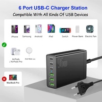 Station de charge rapide 96W 6 ports USB C Chargeur mural multiport PD portable Type C Chargeur de bureau pour l'utilisation du téléphone
