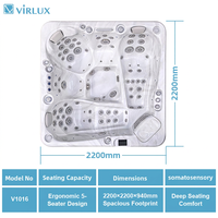 VIRLUX Jacuzzi Moderno de Acrílico para Exteriores con 69 Chorros de Masaje y Diseño de Bañera de Hidromasaje Independiente para Villa, Casa, Jardín, Patio