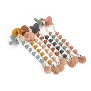 Silicone perline in legno ciuccio catena a Clip bambino capezzolo dentini per 0-12 mesi fascia <span class=keywords><strong>di</strong></span> età - Product Image 1
