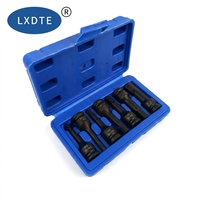 Jeu de douilles à chocs hexagonales LXDTE 7 pièces, entraînement 3/8 pouce, en acier Cr-Mo de qualité industrielle pour clé à chocs pneumatique et machines