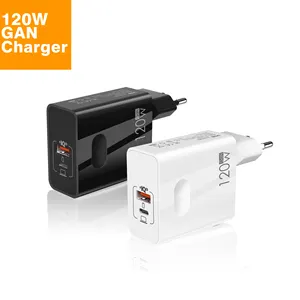 Hot sale 120w 5.0 USB fast charger US EU UK plug uick Charge PD QC3.0 2 Ports GaN Charger C Fast USB Charger KR Pin Adapter