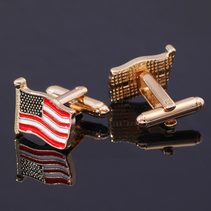 Jour de l'indépendance accessoires de luxe populaire créatif <span class=keywords><strong>drapeau</strong></span> américain hommes chemise française boutons de manchette pour hommes - Product Image 3