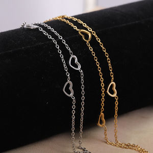 Stainless Steel 18K Gold Heart <b>Bracelet</b> Layered <b>Adjustable</b> Design For Women Jewelry Gift - Product Image 2