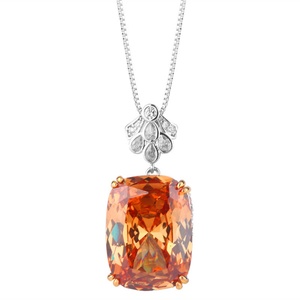 Wholesale Polished Eco-friendly <b>Copper</b> Jewelry 15*20mm Cubic Zirconia Anti Tarnish Simple Pendant Necklace for Women Party Gift - Product Image 1
