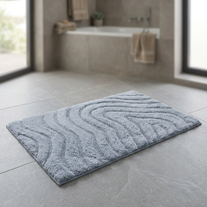 Ensemble de tapis de bain en coton écologique à motif géométrique tufté, design moderne, antidérapant, léger, fabriqué à la machine - Product Image 3