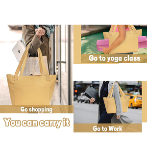 ヨガマットキャリアポケット付きのカスタムキャンバストートバッグには、エクササイズ、ピラティス、旅行、ビーチ、ジム用のすべてのショルダーバッグが含まれています - Product Image 3