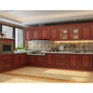 <span class=keywords><strong>Mobili</strong></span> da <span class=keywords><strong>Cucina</strong></span> in Legno a Forma di L con Design Gratuito, Lussuosi Armadi da <span class=keywords><strong>Cucina</strong></span> in Legno Massello Colore Ciliegio Rosso - Product Image 4