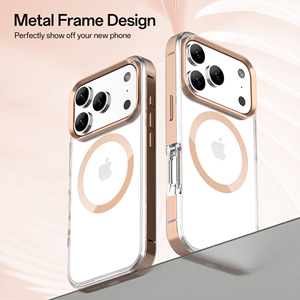 Luxus <span class=keywords><strong>Gomel</strong></span> Metall Aluminium legierung Stoßstange Transparent PC Magnetisch Kratz feste Telefon abdeckung für iPhone 17 Pro max - Product Image 4
