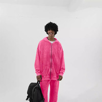 Veste à capuche à fermeture éclair personnalisée sweats en coton éponge française vierge fermeture éclair complète Vintage lavage à l'acide sweats à capuche pour hommes
