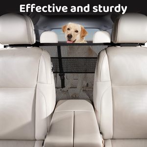 Barrière de <span class=keywords><strong>voiture</strong></span> pour <span class=keywords><strong>chien</strong></span>, installation facile, double maille avec fermeture éclair, rangement respirant, garde les chiens en sécurité à l'arrière, convient aux voitures/SUV/camions - Product Image 5