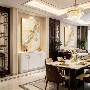 Modern Abstract Oil Painting <b>Gold</b> <b>Frame</b> Vertical Canvas Art For Entryway Living Room Decor - Product Image 5
