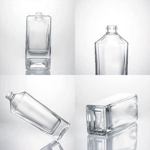 Bouteille en verre de 750ml 700ml 500ml 350ml Source personnalisée en usine <span class=keywords><strong>Guara</strong></span> carré col court fond épais incliné épaule Gin rhum - Product Image 2