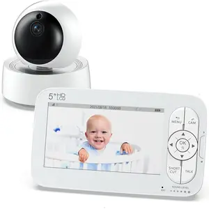 5 Inch Display 5000mAh Battery Night Vision Two Way Talking Baby Camera Pan Tilt Zoom Video Baby Monitor with Camera and Audio