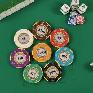 Jetons de jeu en argile non toxique faits à la main de 45 mm pour Texas Hold'em, salles de jeu d'échecs et de mahjong, et pour le règlement numérique des points - Product Image 1
