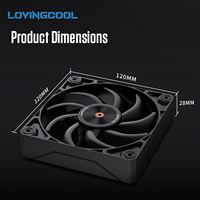 LOVINGCOOL Pabrik Logo Kustom Kipas Casing PC PWM Hitam Putih 120mm Volume Udara Tinggi Bantalan FDB Tebal 28mm Layanan Produsen OEM