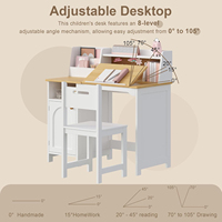Ensemble bureau et chaise d'étude bicolore pour enfants, plateau inclinable, tableau en liège, armoire de rangement, poste de travail pour chambre d'enfant