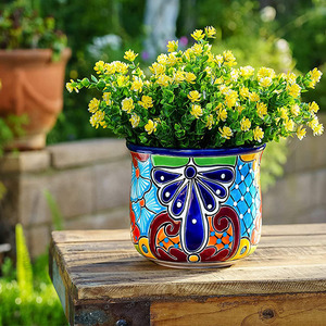 Maceta Circular de Cerámica Mexicana Talavera o Maceta para Flores - Product Image 3