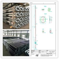 Poteau utilitaire octogonal en acier sur mesure de 9m à 12m, galvanisé à chaud ASTM A123, 200daN-800daN, poteau en acier à joint coulissant pour ligne électrique