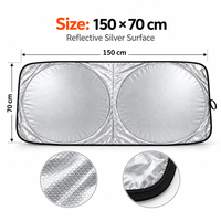 Pare-soleil pliable personnalisé pour pare-brise de voiture, double anneau réfléchissant argenté, couverture de fenêtre avant 150x70cm pour cadeaux promotionnels automobiles