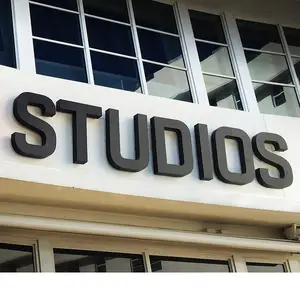 Outdoor Wall Mounted 3D Logo Sign Advertising Black Backlit Letter Stainless Steel Store Led Sign For Studio