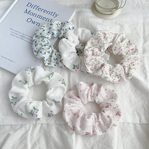 Coleteros de Tela <span class=keywords><strong>con</strong></span> Diseño Floral, Dulces y Modernos para Mujeres y Niñas, Elásticos para Cola de Caballo - Product Image 4